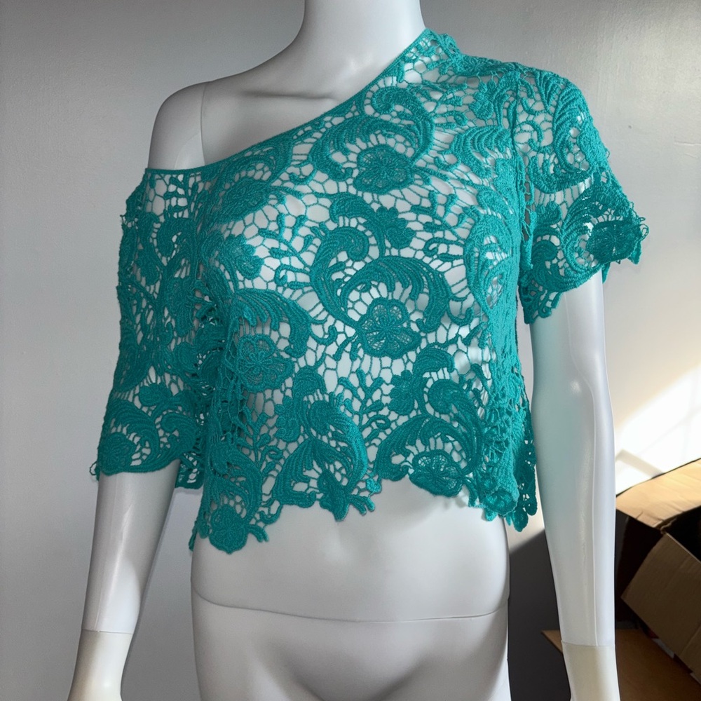 Say What? Blue Asymmetrical Crop Top